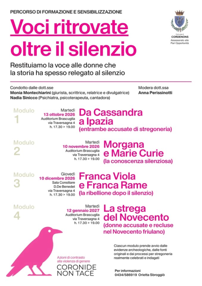 A Cordenons conferenza Voci Ritrovate Oltre Il Silenzio